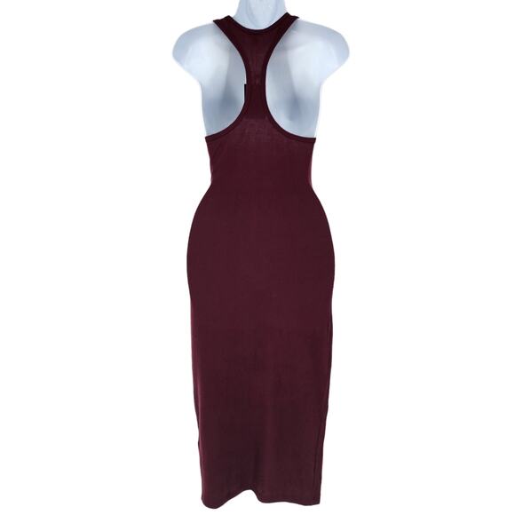 NBD Revolve Waist Tie Knit Racerback Tank Bodycon Dress Burgundy Maroon Size XS - Picture 5 of 6